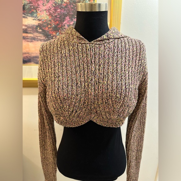 NWT ST JOHN Cropped Knit Hoodie Wool Sweater underwire Fall 2022 Sample? RARE S - Picture 8 of 10